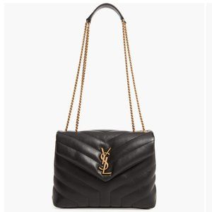 Saint Laurent Small Loulou Chain Leather Shoulder Bag Black